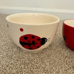 Boston Warehouse Trading Co. Ladybug Set of 3 Small Bowls Ref White Poka Dots